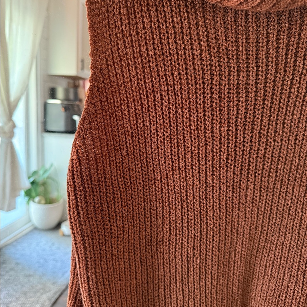 Sleeveless Cowl Neck Sweater in Rust Brown - Picture 4 of 7